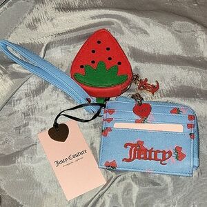 Juicy Couture Sweet Strawberry ZIP CREDIT CARD CASE  Cardholder Wristlet TL